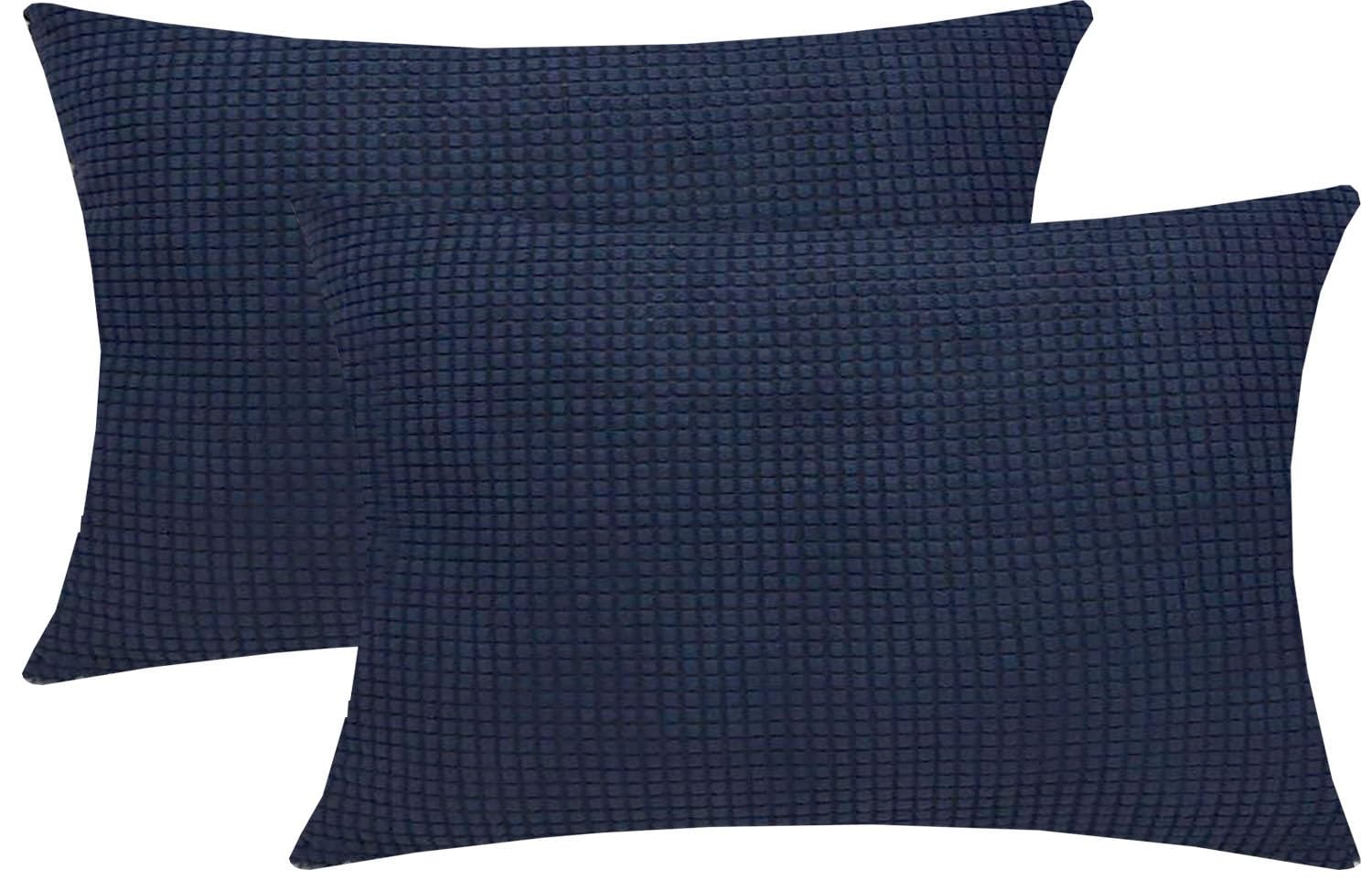 Cushion Covers Pack of 2 Large Decorative Square Throw Pillow Case Green/Brown/Grey/Blue for Sofa Living Room Couch,Rectangle Pillowcase Covers with Invisible Zipper(Navy blue,85x60cm(Set of 2 ))