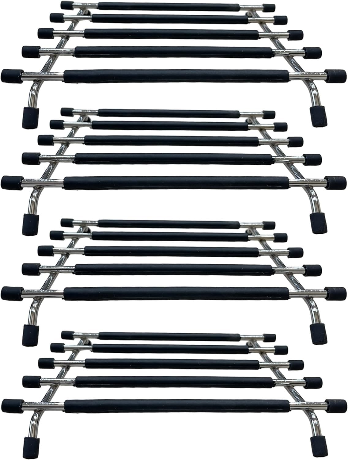 Kitchen Trivet Stand with Anti Slip Base Stainless Steel Trivets for Kitchen Worktops, Hot Pans, Hot Trays & Plates Stand Heatproof Kitchen Accessories Table Mats Placemats (Black (pack of 4))