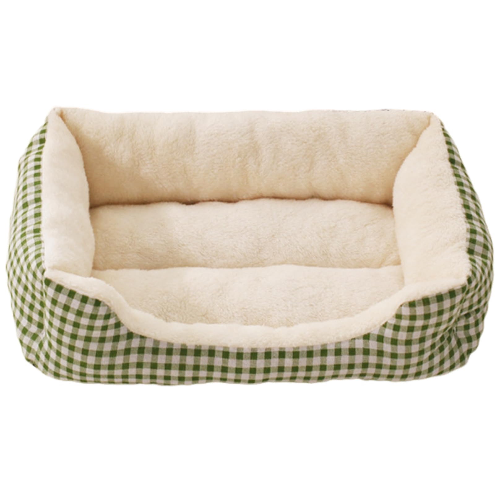Mateju Plush Pet Bed Rectangle, Fluffy Pet Cushion Thick Warm Soft Plush Dog Cat Bed for Indoor Calming Puppy Kitten Petbed with Non Slip Bottom, for Small Medium (Green,63x48x14.5cm)