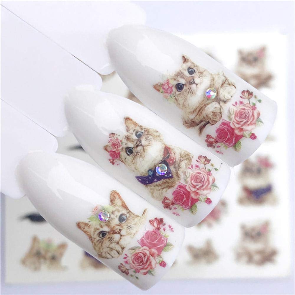 3D Nagelaufkleber – Kawaii Elch, Fuchs, Wolf & Blumen | Selbstklebend, Für DIY Maniküre, Slider-Nail-Art