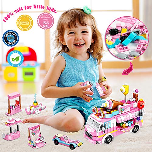 VATOS Bauspielzeug für Kinder, 553 Teile, Eiscreme-LKW-Bauspielzeug, 25 Modelle, Basteln, Bausteine, Rosa, Spielzeug für Mädchen 6 7 8 9 10 11 12 Jahre – Bild 3