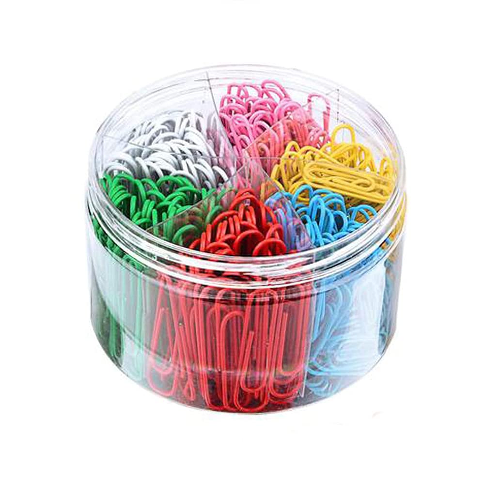 A Box of 600pcs 28mm Assorted Color Metal Paper Clips with Stroage Box for Paperwork Paper Holder Letter Holder Best for Office School Document Organizing