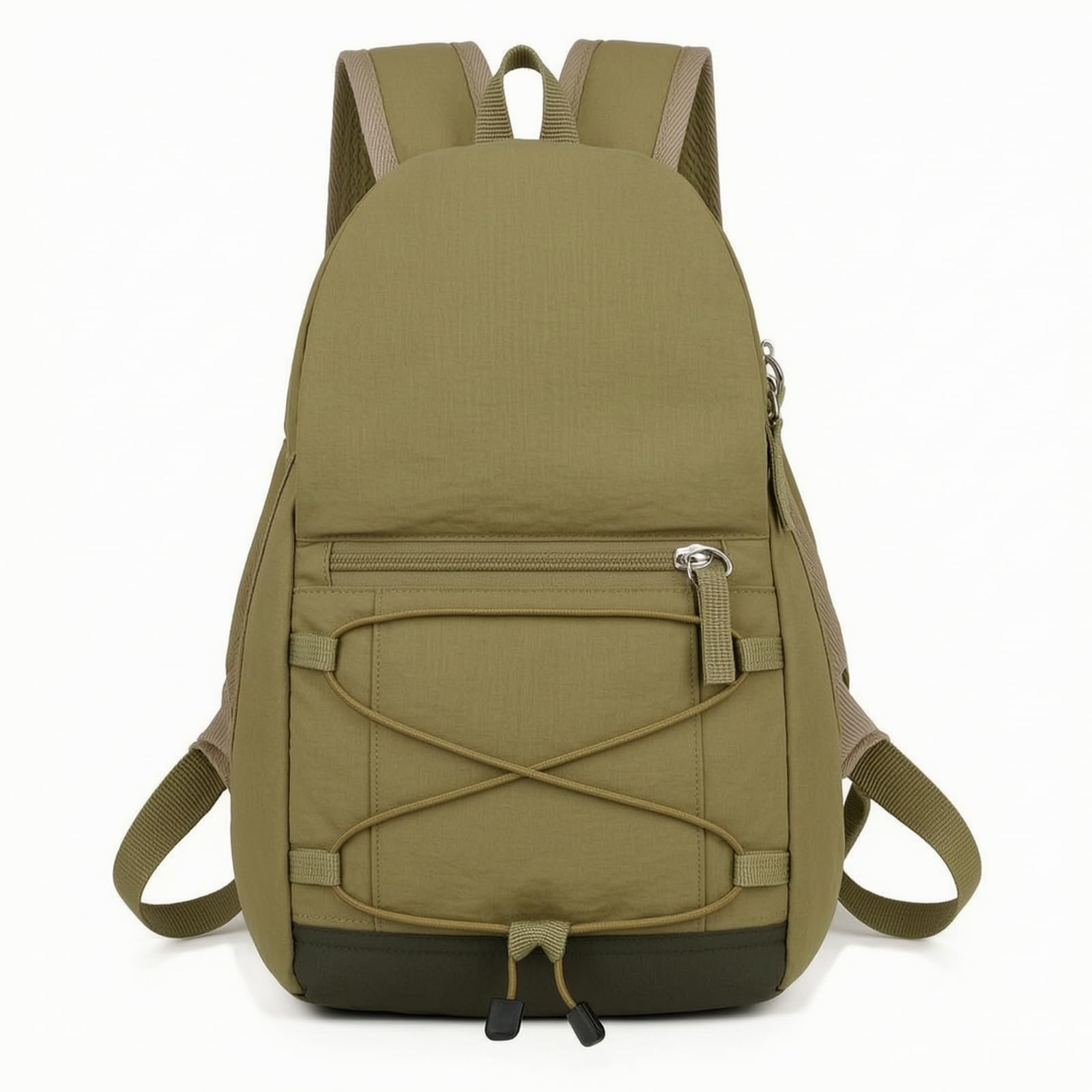 Compact Outdoor Backpack Lightweight Backpack with Elastic Cord Adjustable Daypack Padded for Hiking, Travel, Commuting, Khaki-picture-21