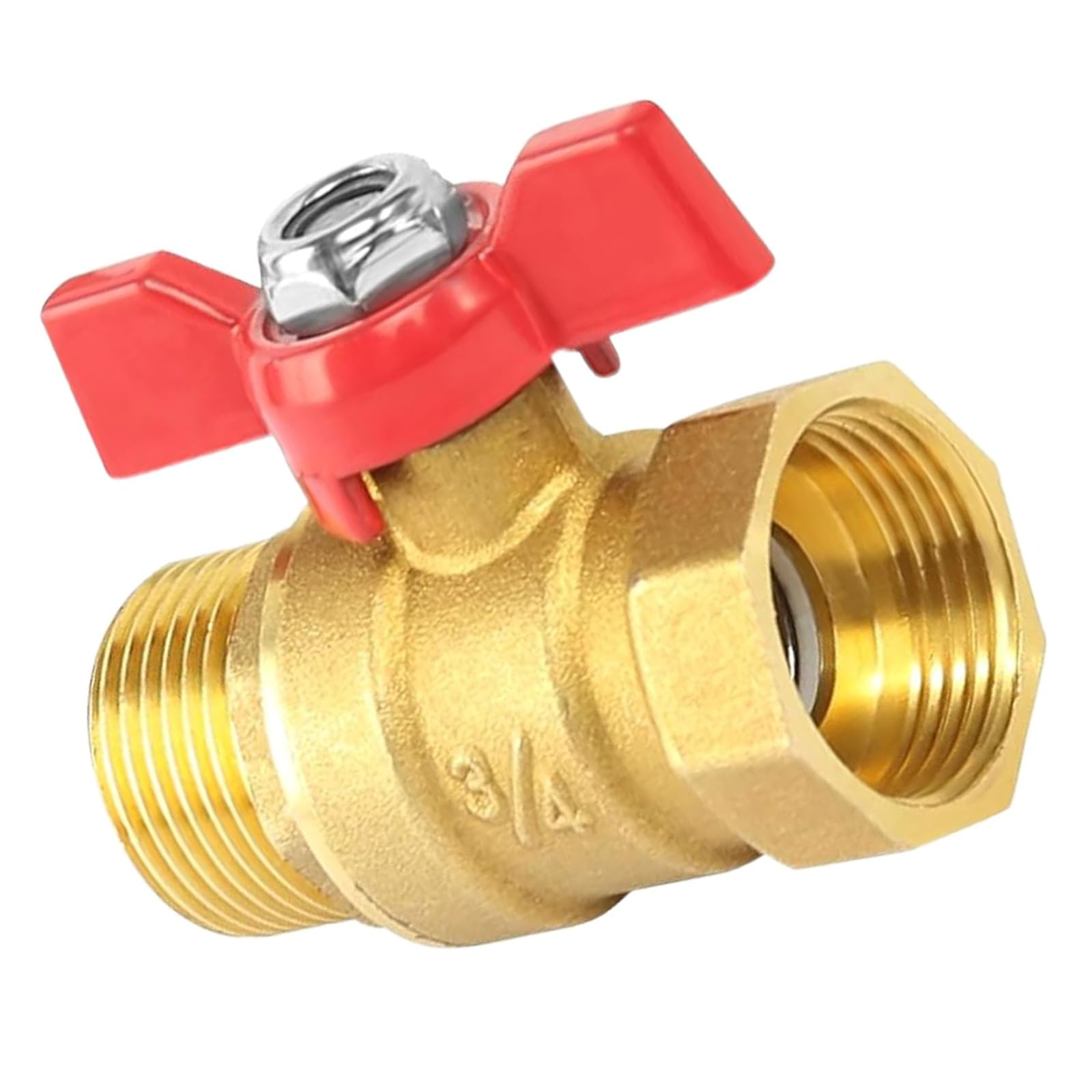 SHYYOULQE 3 / 4Inch Two Way Brass Shut Off Valves Male Female Thread Pipe Fitting for Fuels Water Oil Air Brass Ball Valves