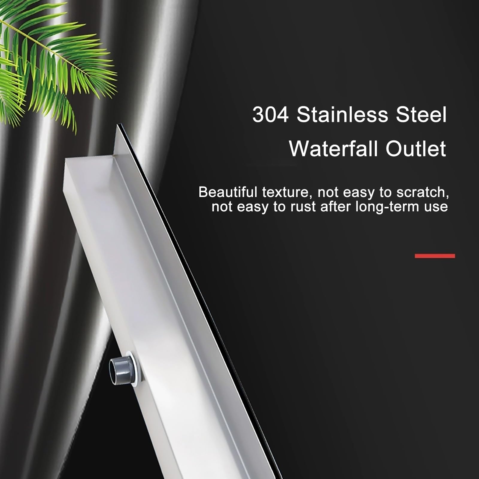 Kit per fontana a cascata in acciaio inox, lama da 20 cm con connettore per stagni interni ed esterni, accessorio per fontana (nero)