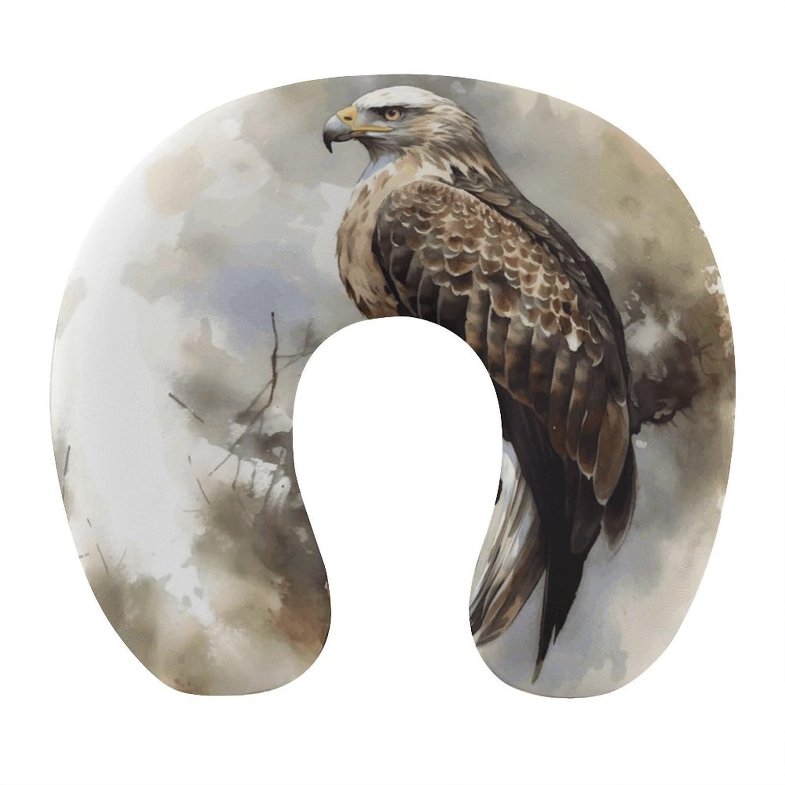 VstaDank Watercolor of Hawk Sitting in The Tree Neck Pillow Memory Foam Sleeping U Shaped Pillows Cooling Travel Head Support Pillows Super Lightweight Portable Airplane Pillow for Car Office Rest