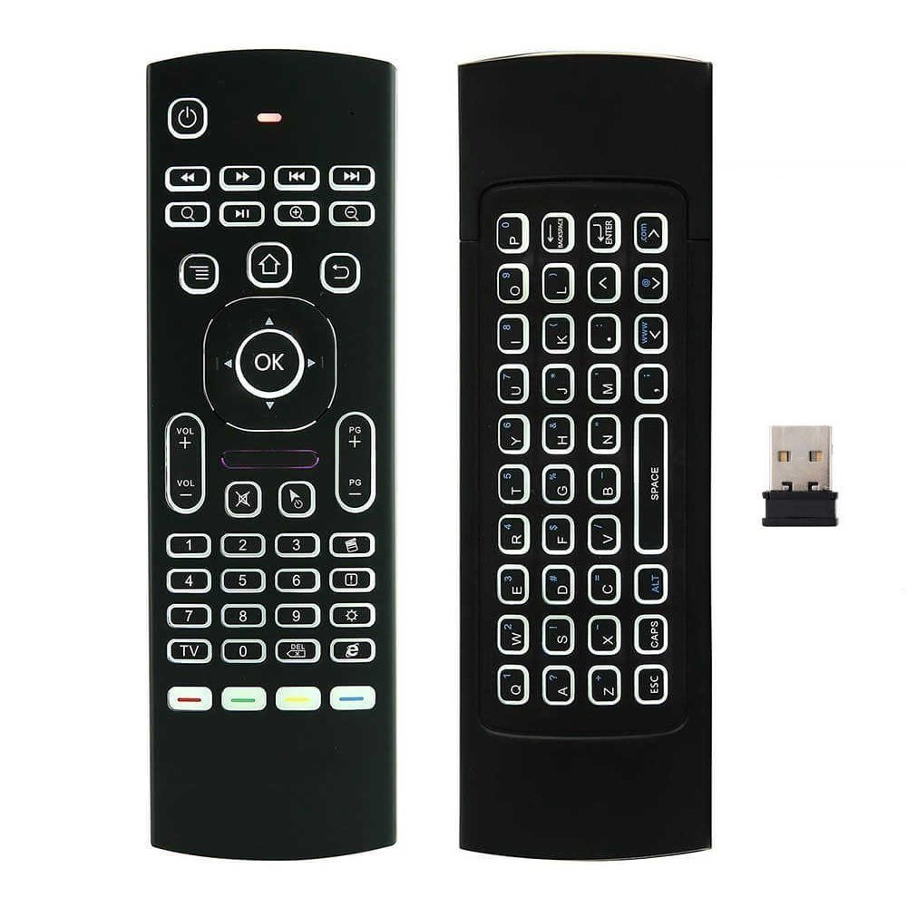 MX3 Backlight Mini Wireless Keyboard, Air Mouse IR Learning with 6-Axis Inertia Sensors Multifunctional 2.4GHz Remote for Smart TV,Android TV Box, PC, Mac OS,Linux (MX3)
