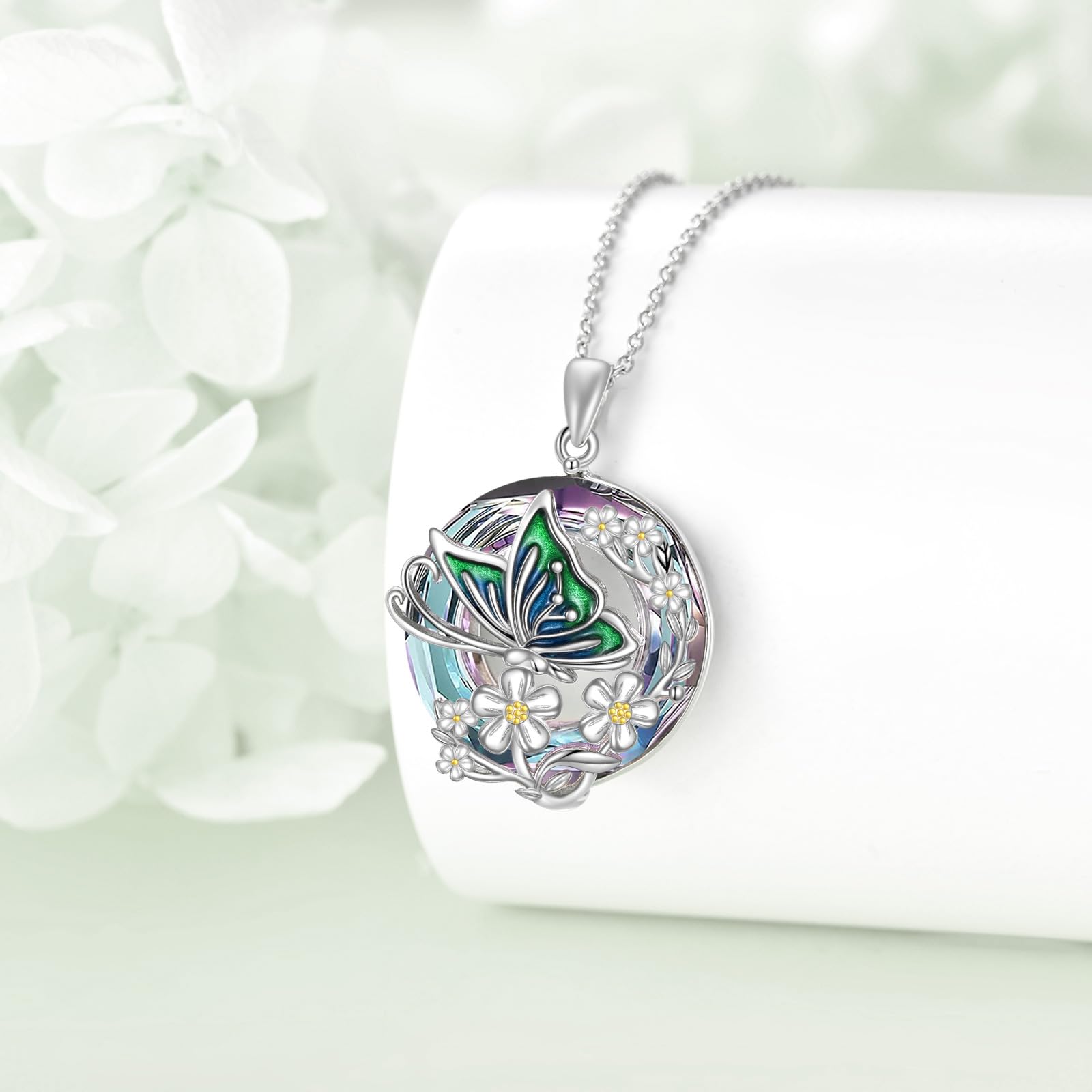 VONALA Collana da donna in argento Sterling con ciondolo a forma di farfalla in cristallo blu, gioiello per mamma, collana con ciondolo a farfalla in argento Sterling, regalo di compleanno, Argento