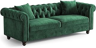 ONBRILL 82 Inch Chesterfield Sofa, 23 Inch Deep Seat Velvet Couch for Li...