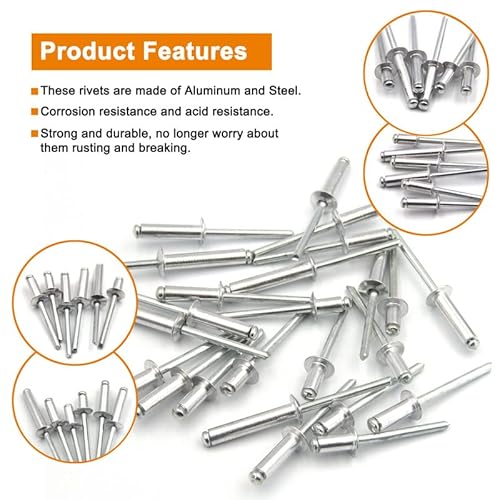 Ispinner ALUMINUM-RIVETS-100 100Pcs 3/16 Inch X 3/8 Inch Aluminum Blind Rivets thumb #1