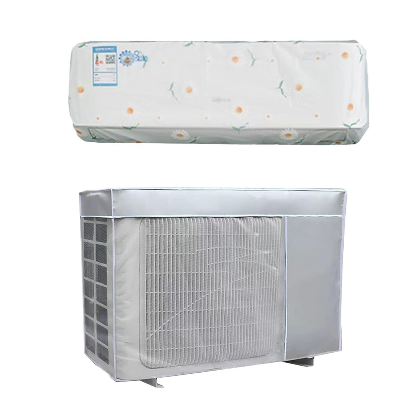 Large Waterproof Outdoor Air Conditioner Cover – Fabric with Breathable Mesh, Dustproof, Sunproof Protection for External AC Units (Silver,92x35x69cm)
