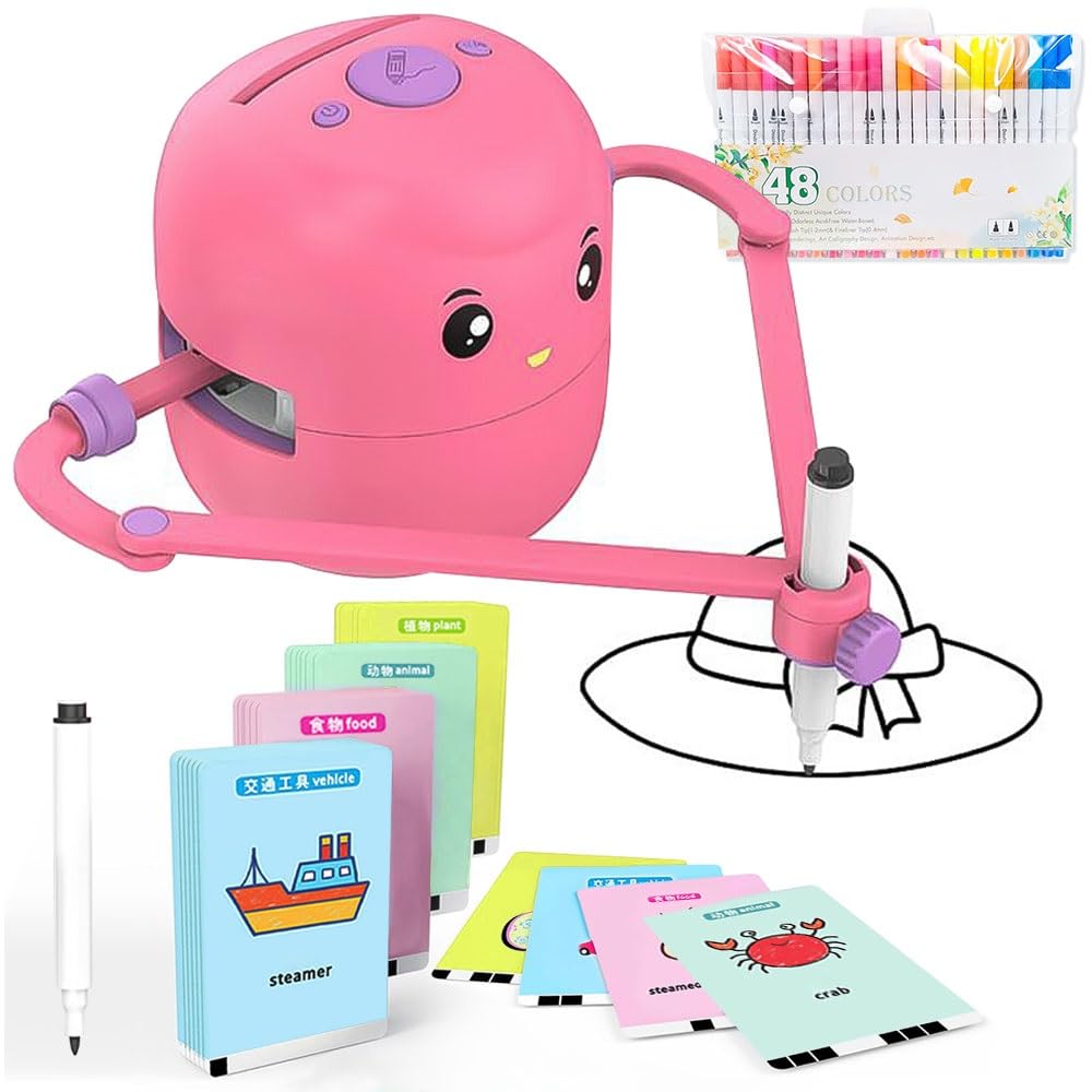 Keenso Robot De Pintura Inteligente Para Niños – Juguete De Dibujo Automático Con 100 Tarjetas Y 2 Bolígrafos, Batería 2400mAh, Fácil De Usar, Ideal Para Desarrollar La Creatividad Y Coordinación, A Partir De 5 Años