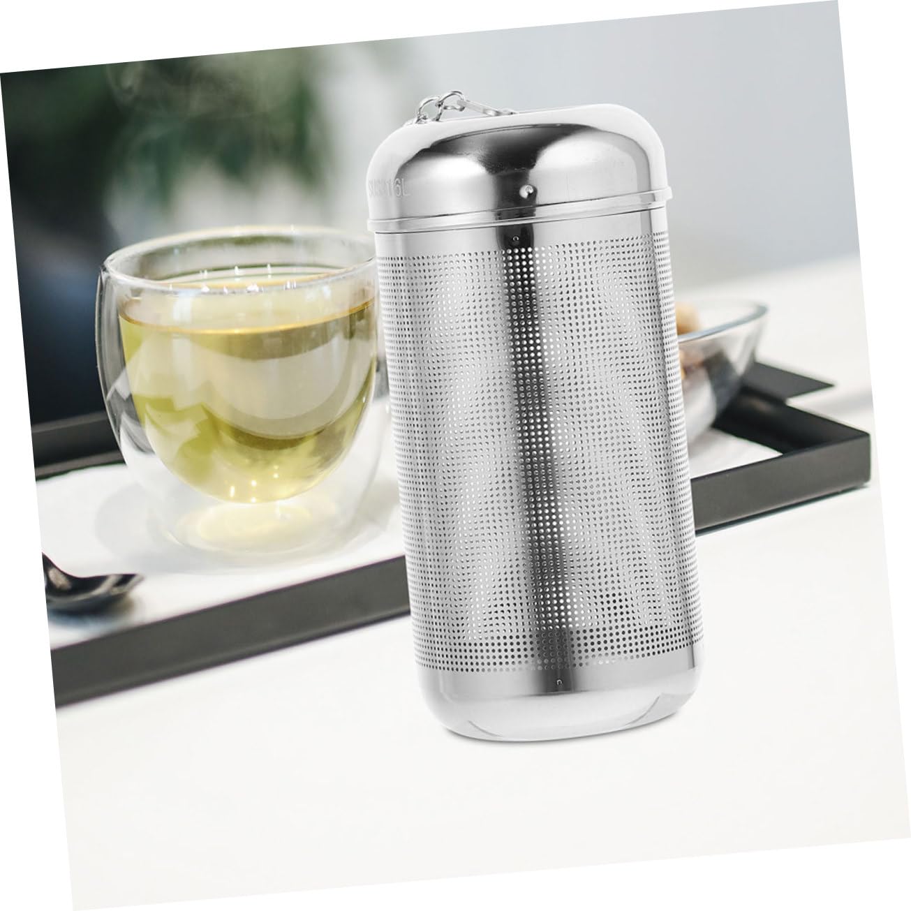 2 piezas Filtro de Especias de Acero Inoxidable para Sopa y Té Infusor Grande con Cadena Colador Reutilizable para Cocina y