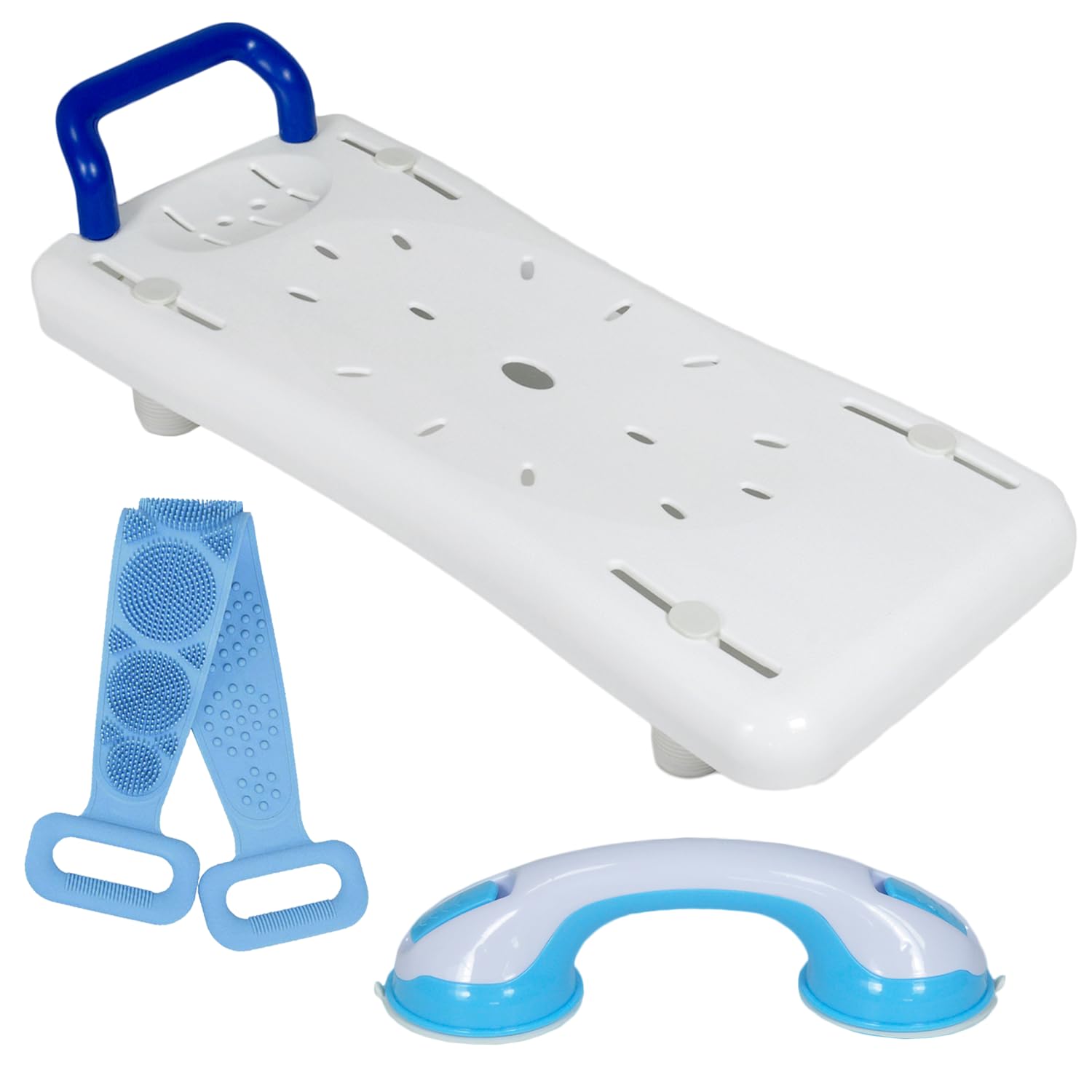 Premium Bath Board with Suction Grab Bar | Over-Bath Aid Set for Safe Transfers | Bath Board for Adults, Elderly & Disabled | Ideal Bathroom Support & Bath Bench
