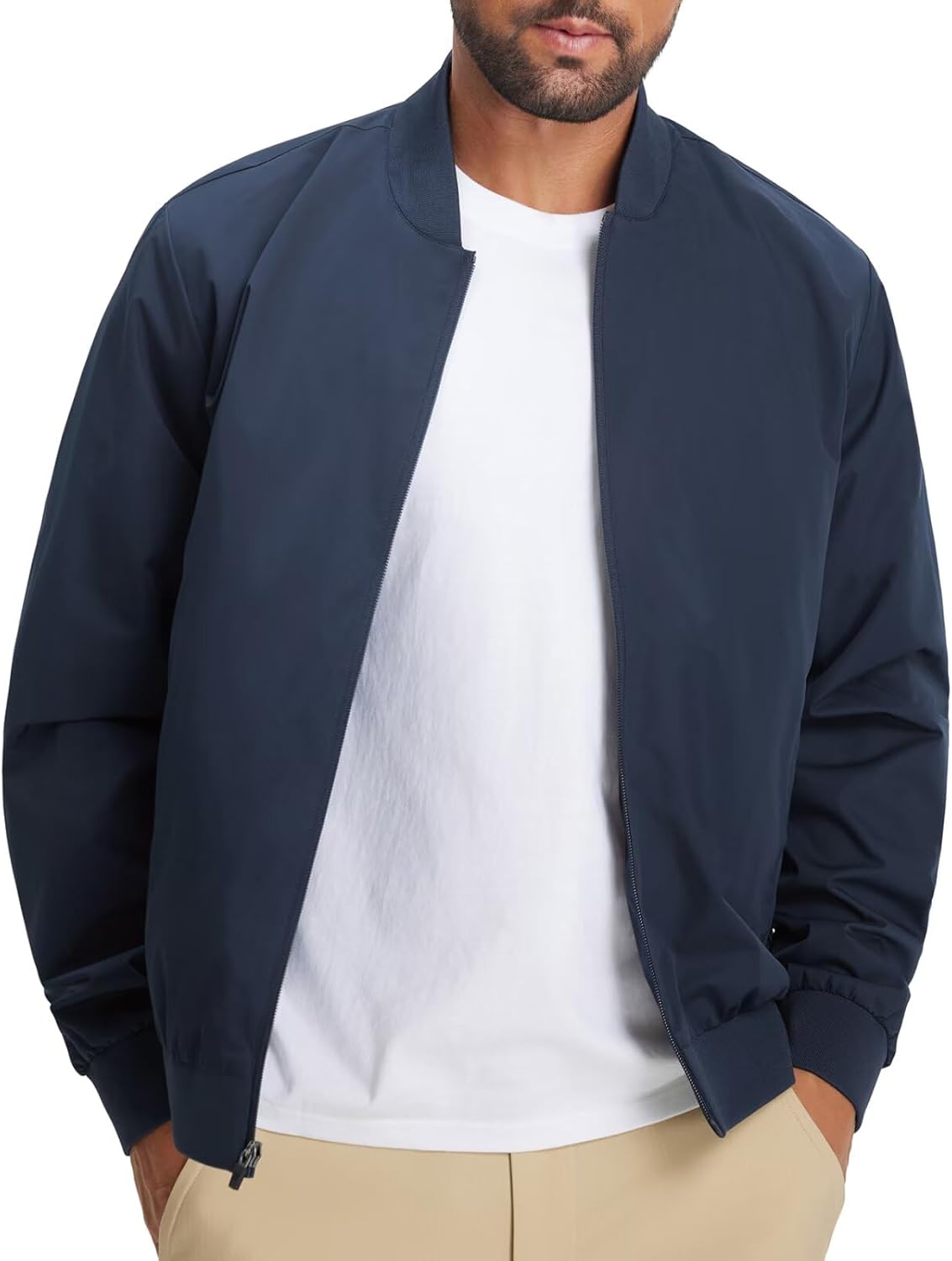 M MAELREG Mens Bomber Jacket Lightweight Casual Golf Windbreaker Spring Fall Full Zip Up Coat Jackets for Men with 4 Pockets