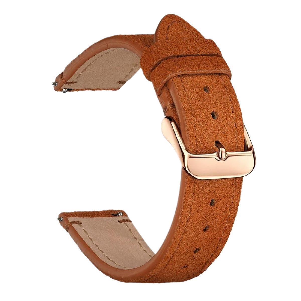 Uhrenarmbänder, Wildleder-Uhrenarmbänder | 18 mm 20 mm 22 mm Rindslederarmband Goldbraunes Uhrenarmband