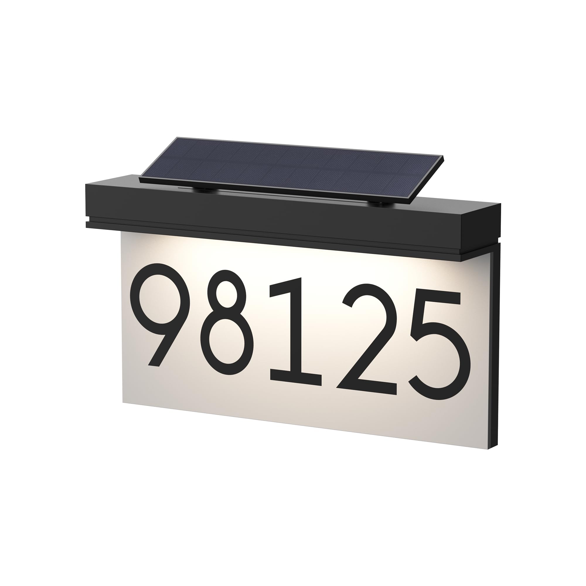 Adressschild für Häuser, solarbetrieben, verstellbar, Solarpanel, 3 Beleuchtungsfarben, beleuchtete Hausnummern, Adressschild, wiederaufladbar, LED-beleuchtetes Adressschild für draußen, wasserdicht