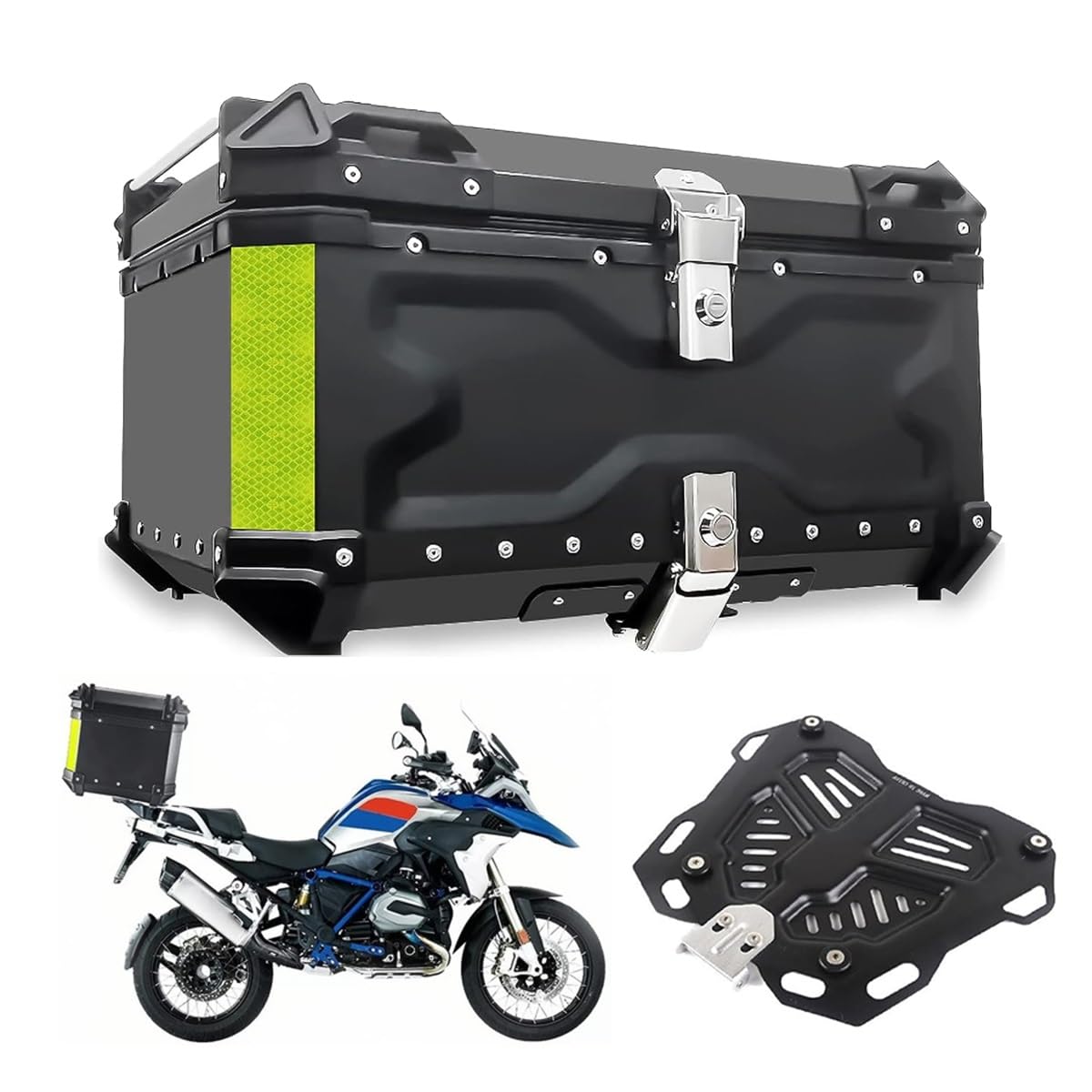 Coffre superieur de moto en aluminium etanche noir contre le vol de casque