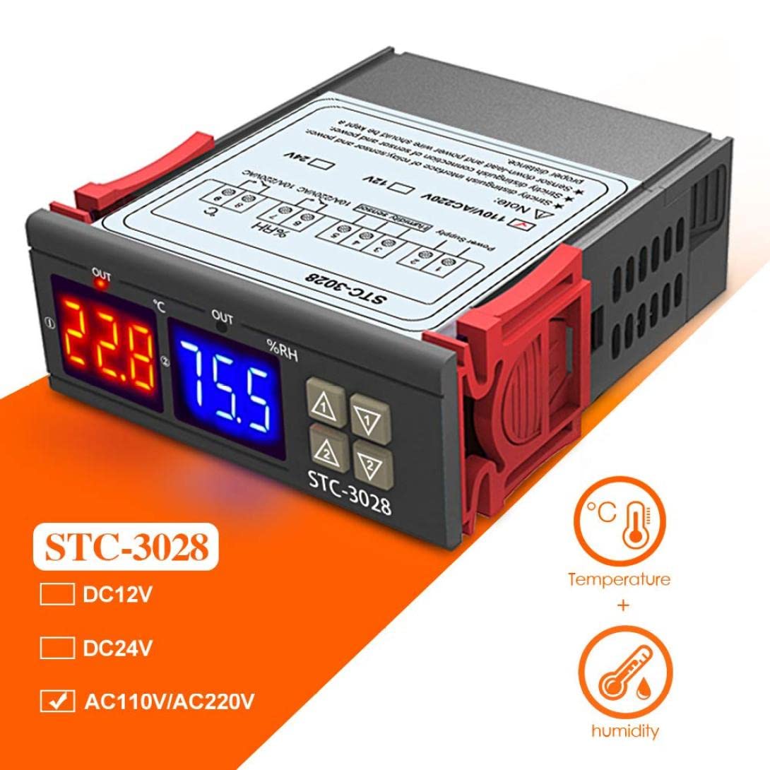 Peosaard Digital Humidity Controller STC-3028 Temperature Controller with Intelligent Display for Fermentation Hatch 100-220V Air Humidity Controller