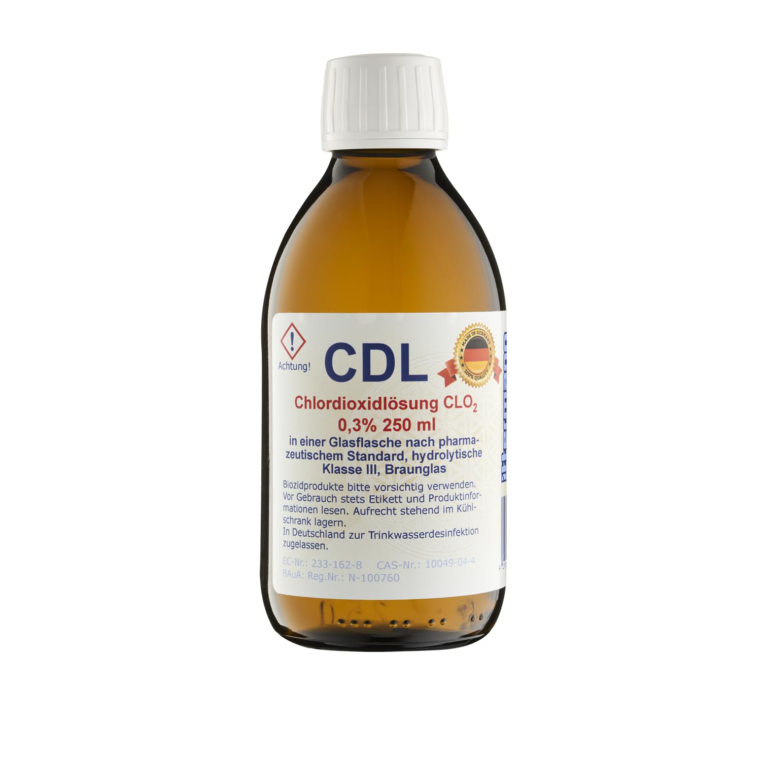 Ittermann CDL/CDs Chlordioxidlösung 0,3% 250ml für Wasserdesinfektion - Chlordioxid Tropfen mit Pipette für Wasseraufbereitung, CDs/CDL Lösung für Trinkwasseraufbereitung, Wasser Desinfektion Gelb
