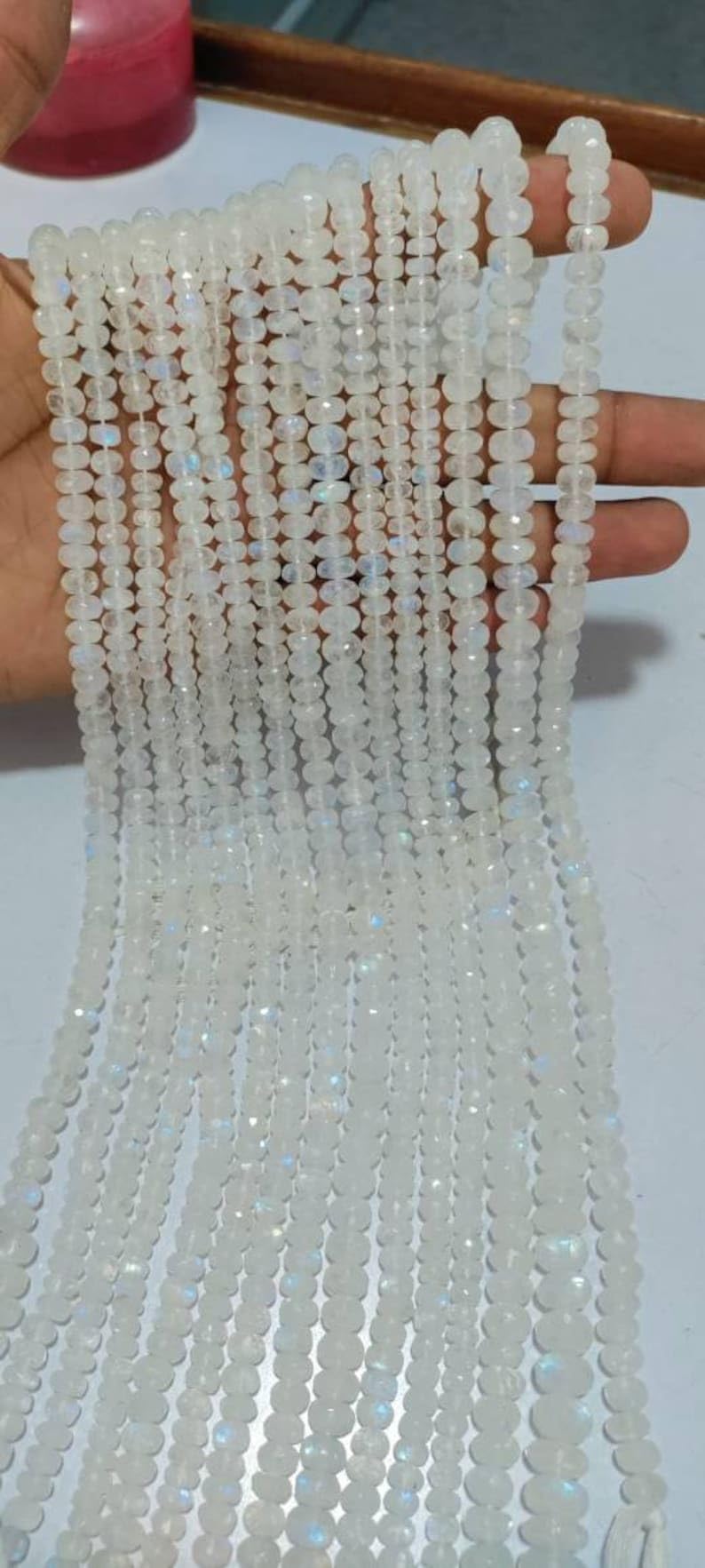 Pierre de lune naturelle perles facettées de haute qualité 5,5mm pour joaillerie