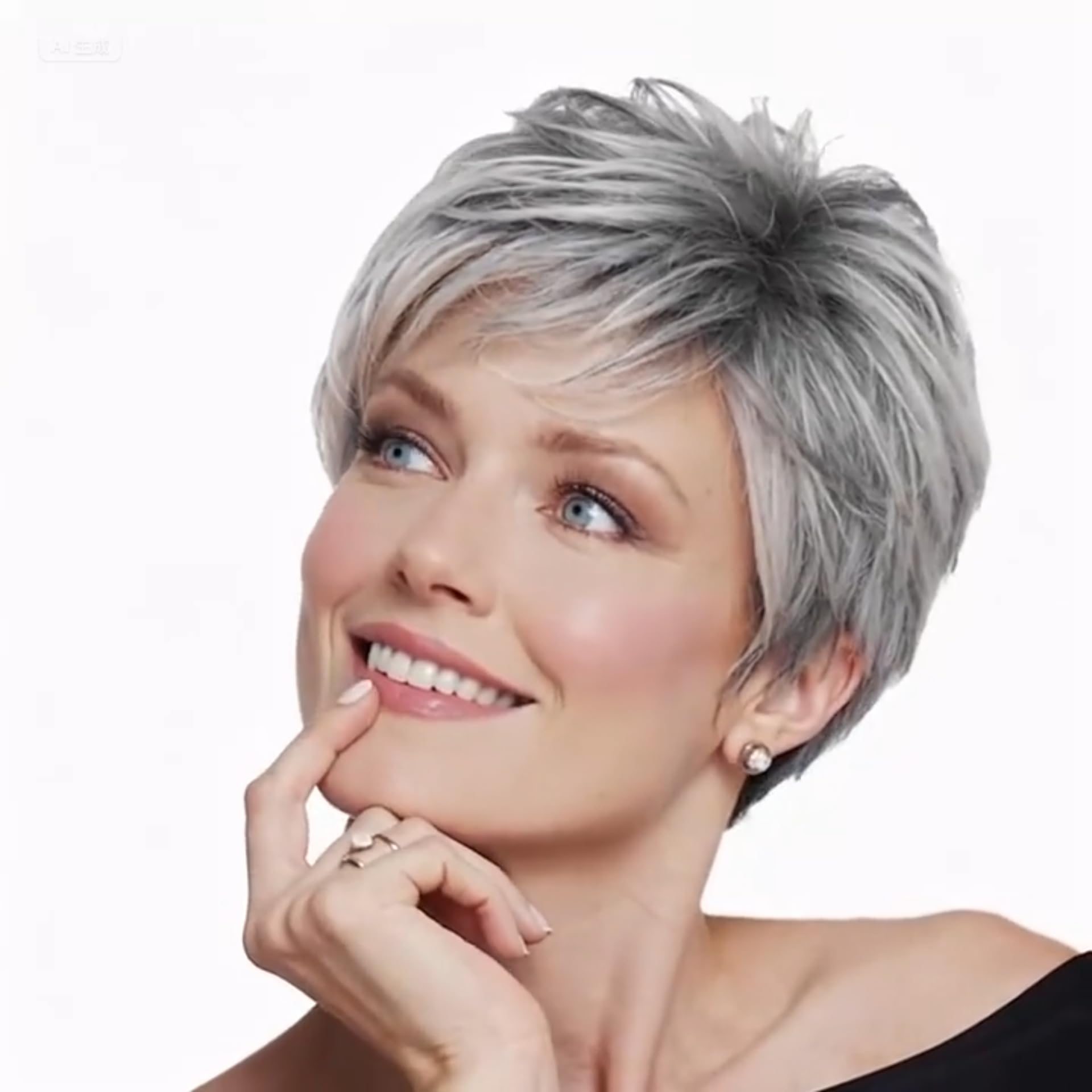 BECUS Gray Wigs for Women Grey Wig for Black Women Sliver Grey Wigs for White Women Pixie Cut Layered for Women Synthetic with Free Wig Cap