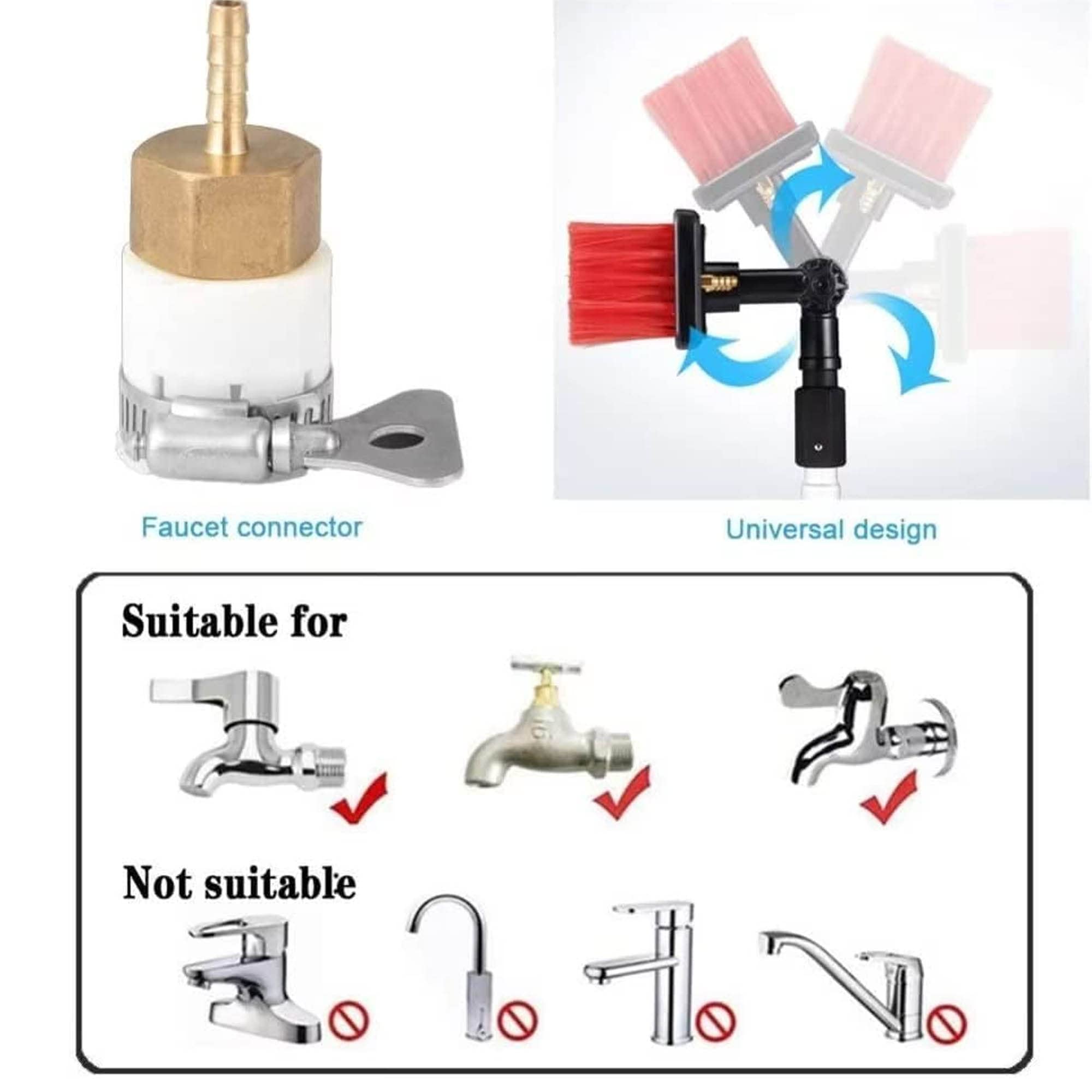 detergente Pannelli fotovoltaici Kit con Asta telescopica ad Acqua e Testina Rotante - Spazzola telescopica per la Pulizia di Pannelli solari e finestre, Ideale per la Pulizia di finestre al