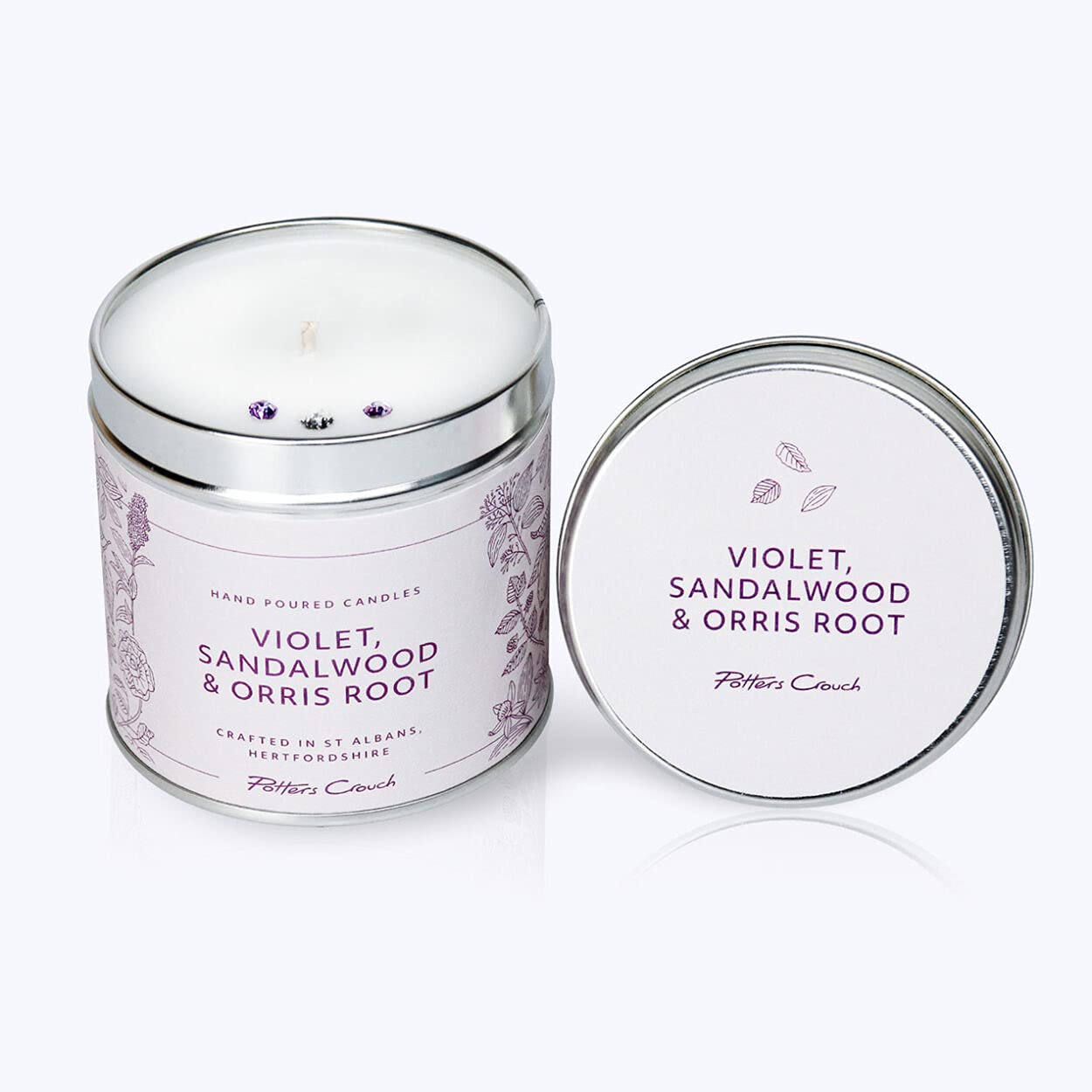 Potters CrouchViolet, Sandalwood & Orris Root Wellness Candle in A Tin