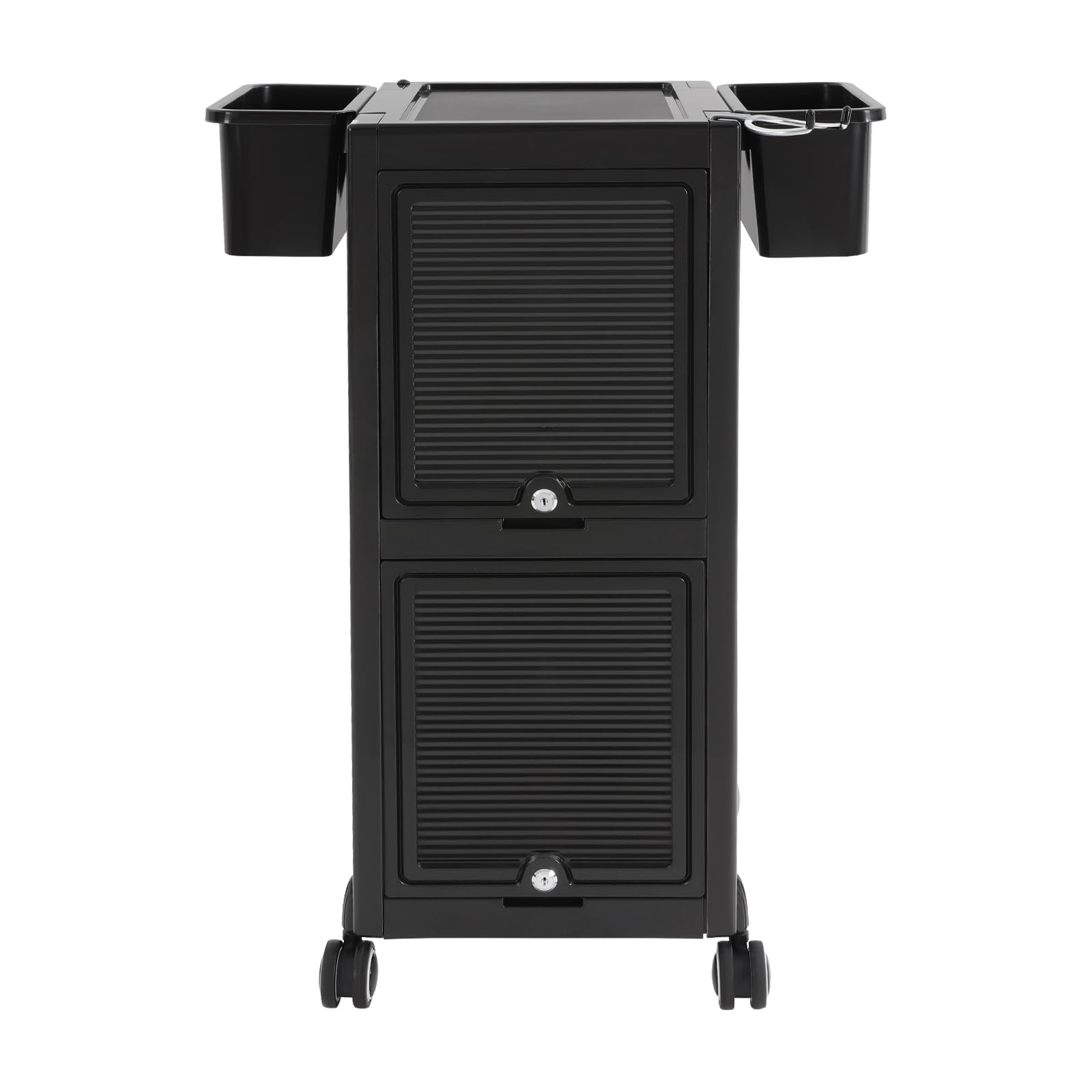Carrello da parrucchiere con 6 cassetti e 2 cestini, trolley con 2 ante con porta asciugacapelli, per parrucchieri, ospedali, spa