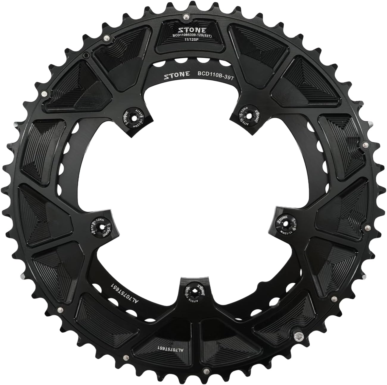 DJC Stone 110bcd Double Chainring for Shimano 12S 5 Bolts Crank 12 Speed Road Bike Round 2X