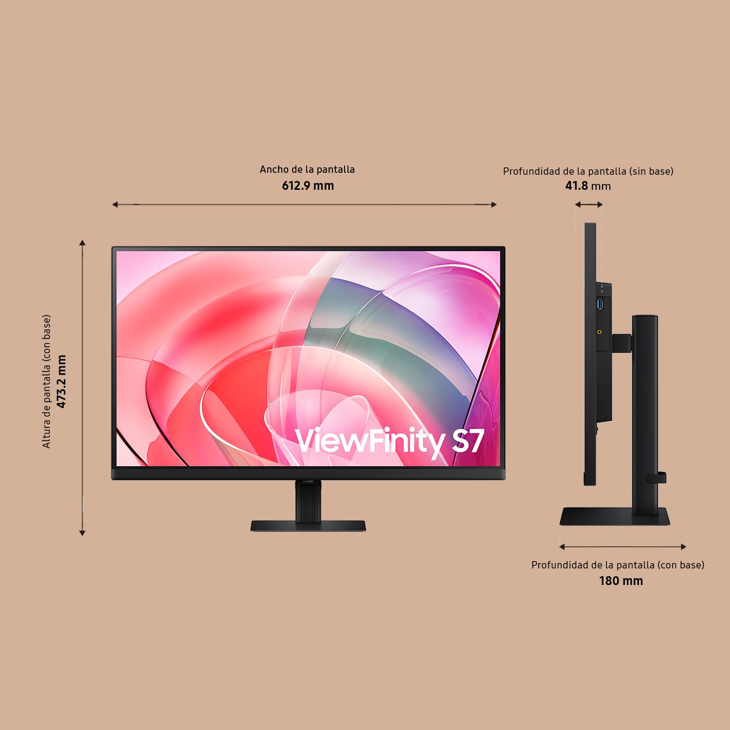 Samsung LS32D700EAUXEN - Monitor Viewfinity S7 de 32" UHD (3840 x 2160, 16:9, 60Hz, 5ms, Modo Eye Saver, Flicker Free), Negro, Versión 2024
