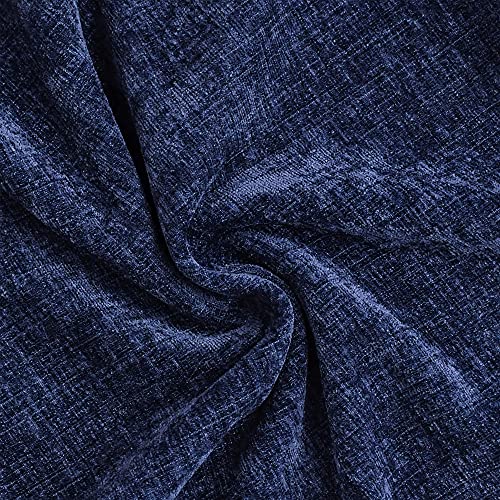 Image of CaliTime Pack of 2 Cozy Throw Pillow Covers Cases for Couch Sofa Home Decoration Solid Dyed Soft Chenille 12 X 12 Inches Navy Blue