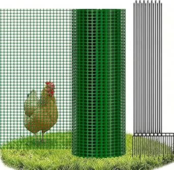 Produktbild von Hühnerzaun 25m X 100cm – Mobiler Begrenzungszaun Mit 15 Pfählen, Robustem Polyethylen, Für Kleintiere, Hunde & Beete – Flexibel Zuschneidbar