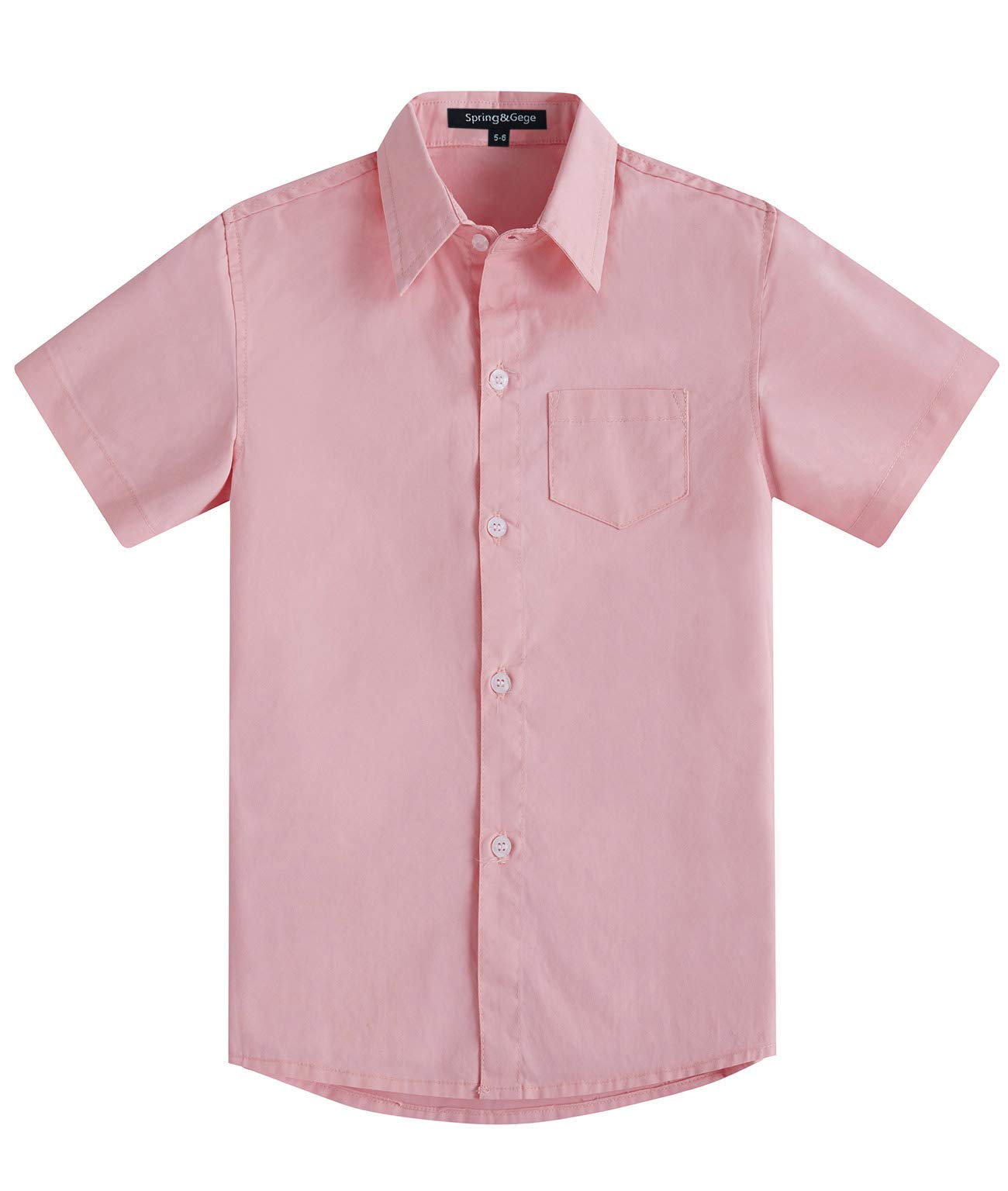 Spring&Gege Chicos Uniforme Manga Corta Abotonar Camisa para Niño (3-14Años)