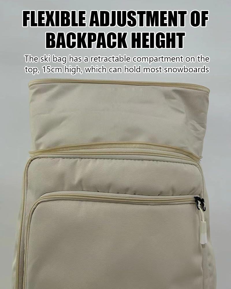 Rolling Ski -Rucksack, Mobiler Snowboardbeutel Für Flugreisen, Tragbarer Gepolsterter Snowboardbeutel, Großer Kapazität Wasserfestem Snowboard -Rucksack Mit Rädern