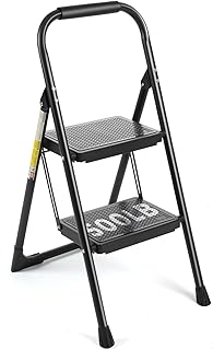 SEEMINES Step Ladder, Metal Step Stool, Folding Step Stool, Small Step Ladder, Folding Step Ladder, Step Stools for Adults, Foldable Step Stool,Kitchen Step Ladder,Small Ladder (2 Step Ladder Black)