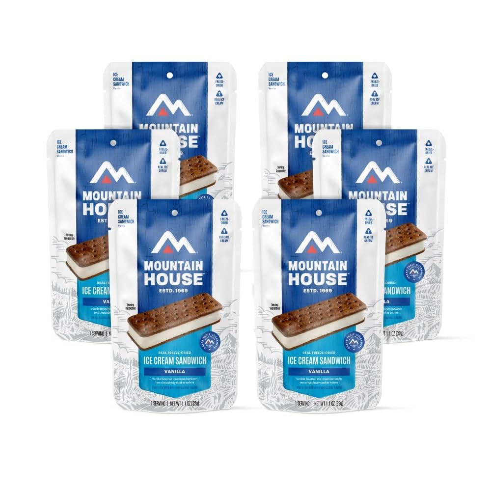 Mountain House Vanilla Ice Cream Sandwich | Freeze Dried Backpacking & Camping Food | 6-Pack
