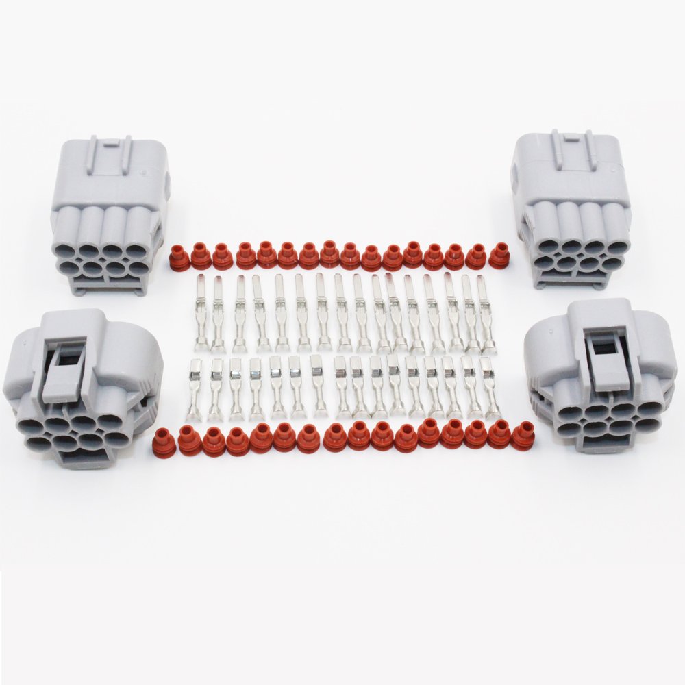 EMeskymall 2 Kit 8 Pin Way Waterproof Electrical Wire Connector Plug Gray for Car Auto Motorcycle etc.
