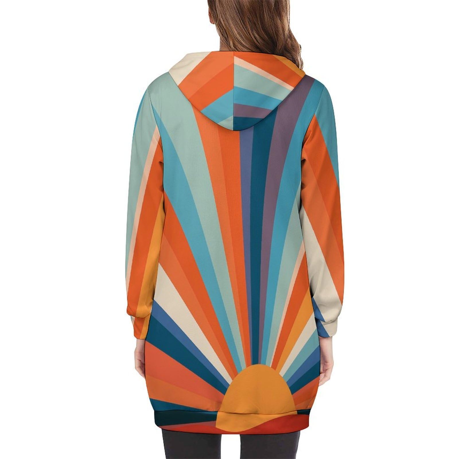 Felpa Donna con Zip Felpe Sportiva con Tasche E Cappuccio Motivo Sole retrò Morbida Invernale Giacca Regolabile Confortevole per Uso Quotidiano Casual
