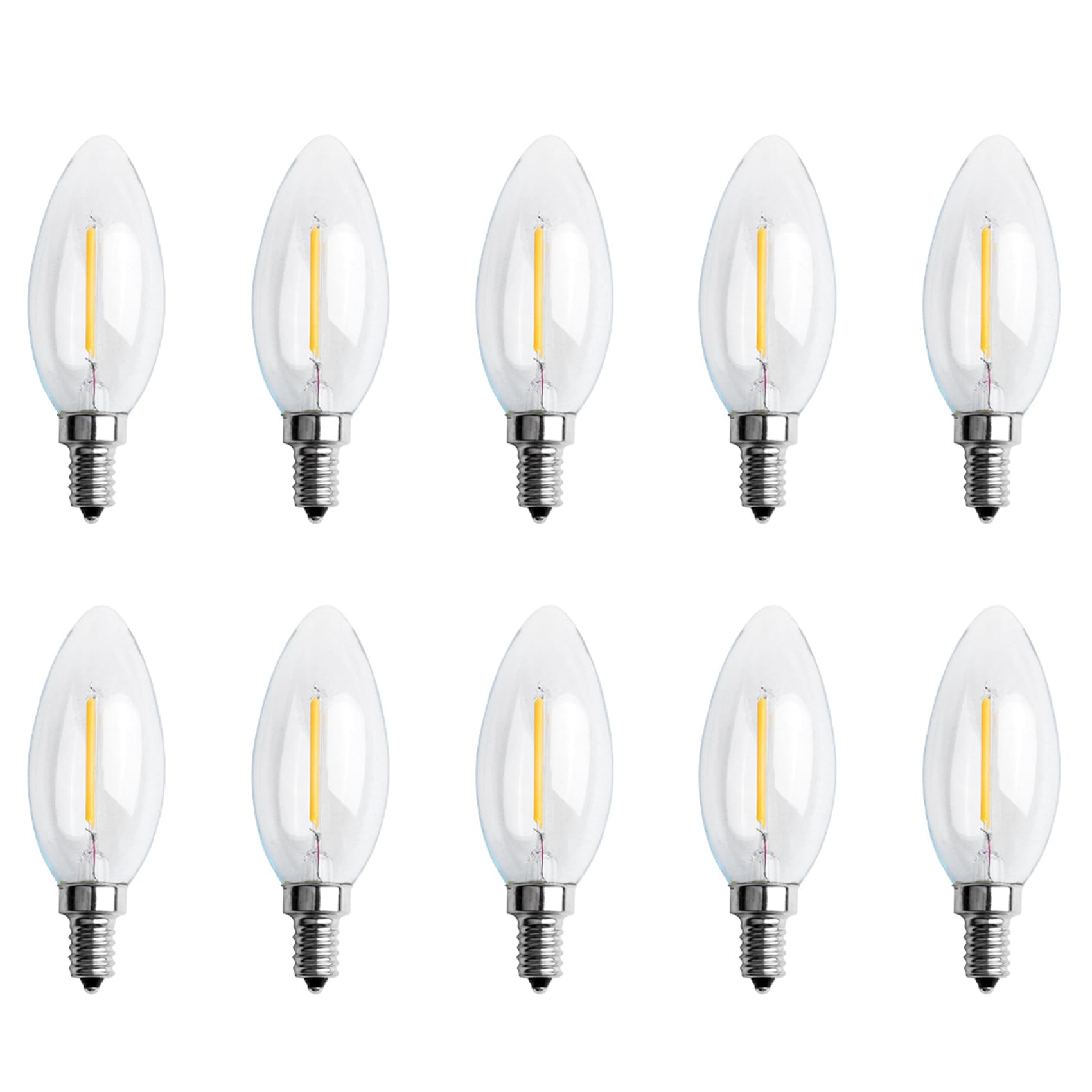 Hndhbfgrt 10X Dimmable E12 2W COB Candle Flame Filament LED Light Bulb Lamp 10 X 3.5cm