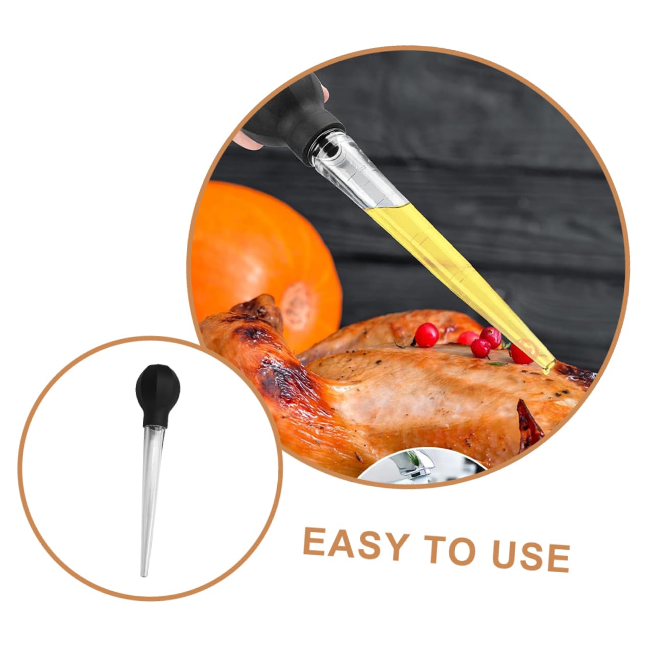 Happyyami Oil Suction Pump Turkey Cooking Tool BBQ Injector Silicone Baster Meat Sauce Injector
