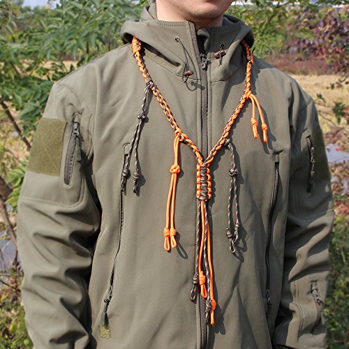PSKOOK Duck Call Lanyard Paracord Hunting Goose Calls 12 Adjustable Loops Outdoor Predator Gear for Pheasant Waterfowl Hand Braided Necklace (Orange) - Thumbnail 3