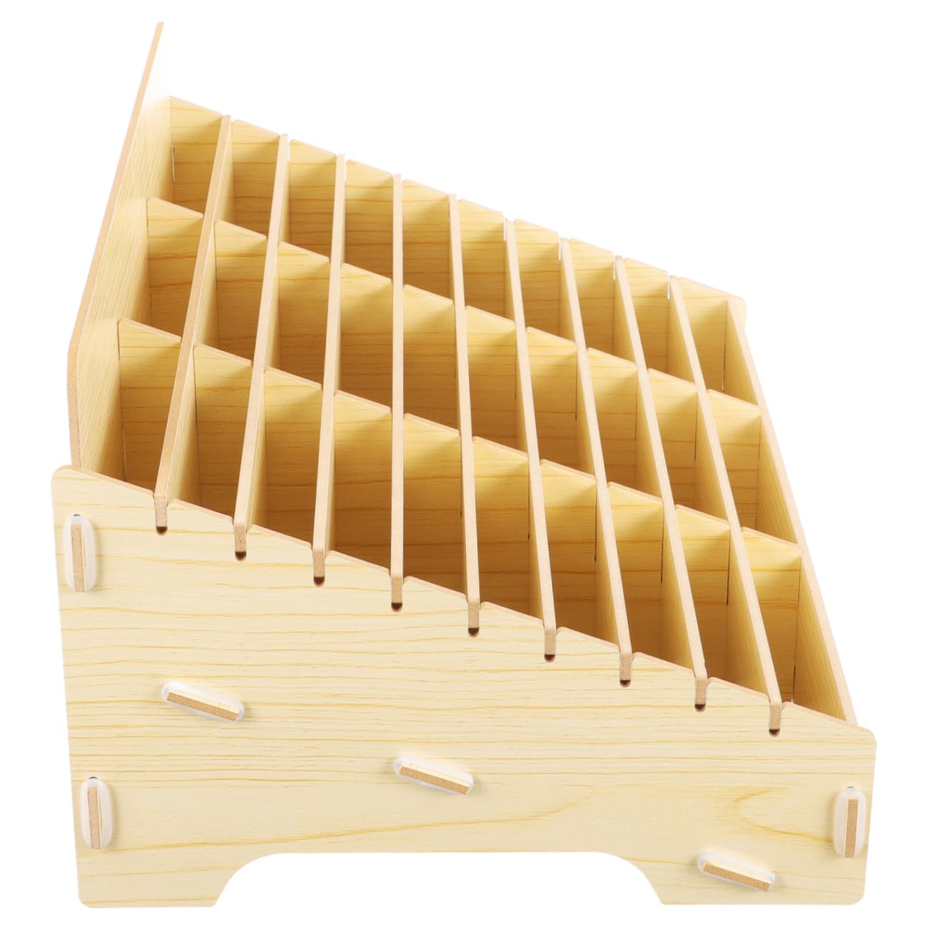 Housoutil Caja Organizadora De Escritorio De Madera Natural 30 Compartimentos, Soporte Múltiple Para Teléfonos Móviles, Organizador Para Aula y Oficina, Almacenamiento Para Celular