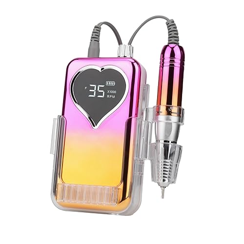 Miniatura 7 de Pourcare Taladro de uñas profesional para uñas acrílicas, lima de uñas eléctrica de 35000 RPM, carpeta electrónica portátil, taladro de uñas