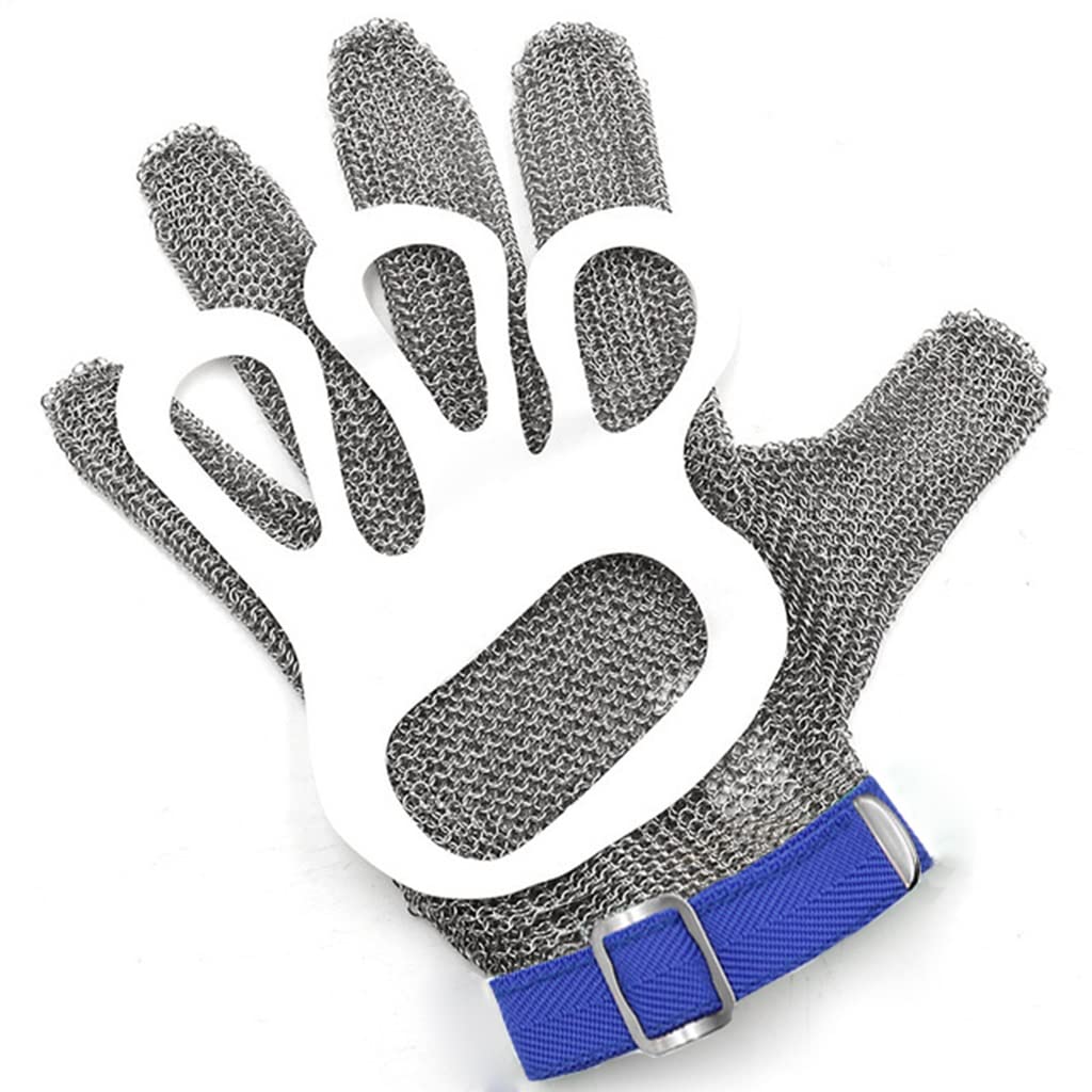 Cut Resistant Gloves Odporne na przecięcie rękawice robocze szefa kuchni, rękawice ochronne kolczugi ze stali nierdzewnej, z regulowanym nylonowym paskiem na nadgarstek (Size : 1PCS/M)