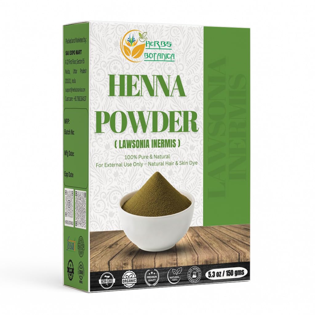 Henna Powder 100% Pure & Natural Henna for Hair Dye & Natural Hair Care – Finely Ground Lawsonia Inermis Powder for Hair Coloring & Conditioning 5.3 oz Pack