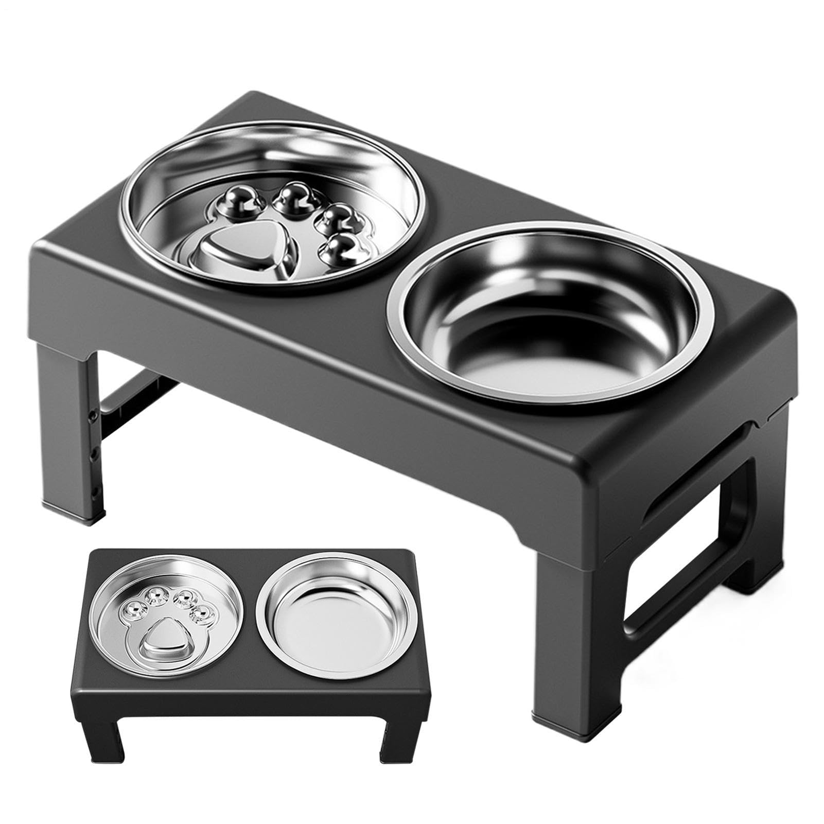 Doppia per Gatti doppia rialzata regolabile su 3 altezze | Antiscivolo per Acqua per Cani Per Uso Domestico in Casa, Cucina, Soggiorno, Balcone, Viaggi e Campeggio