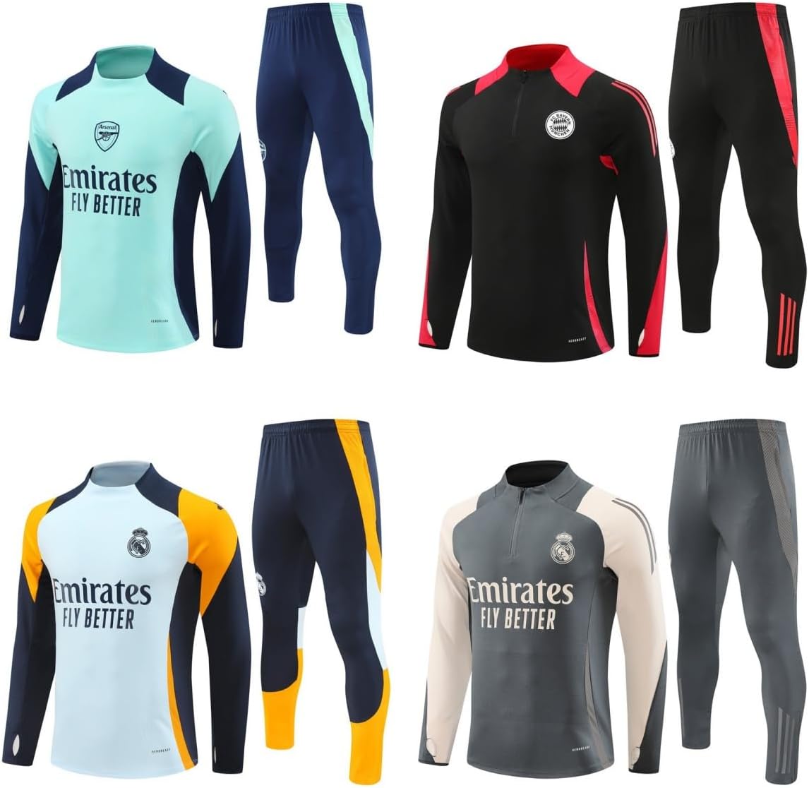 [Viiipcos] レアル&middot;マドリード インテル・ミラノ サッカートレーニング スーツ 子供服 長袖 ユニフォーム 上下セット ジ