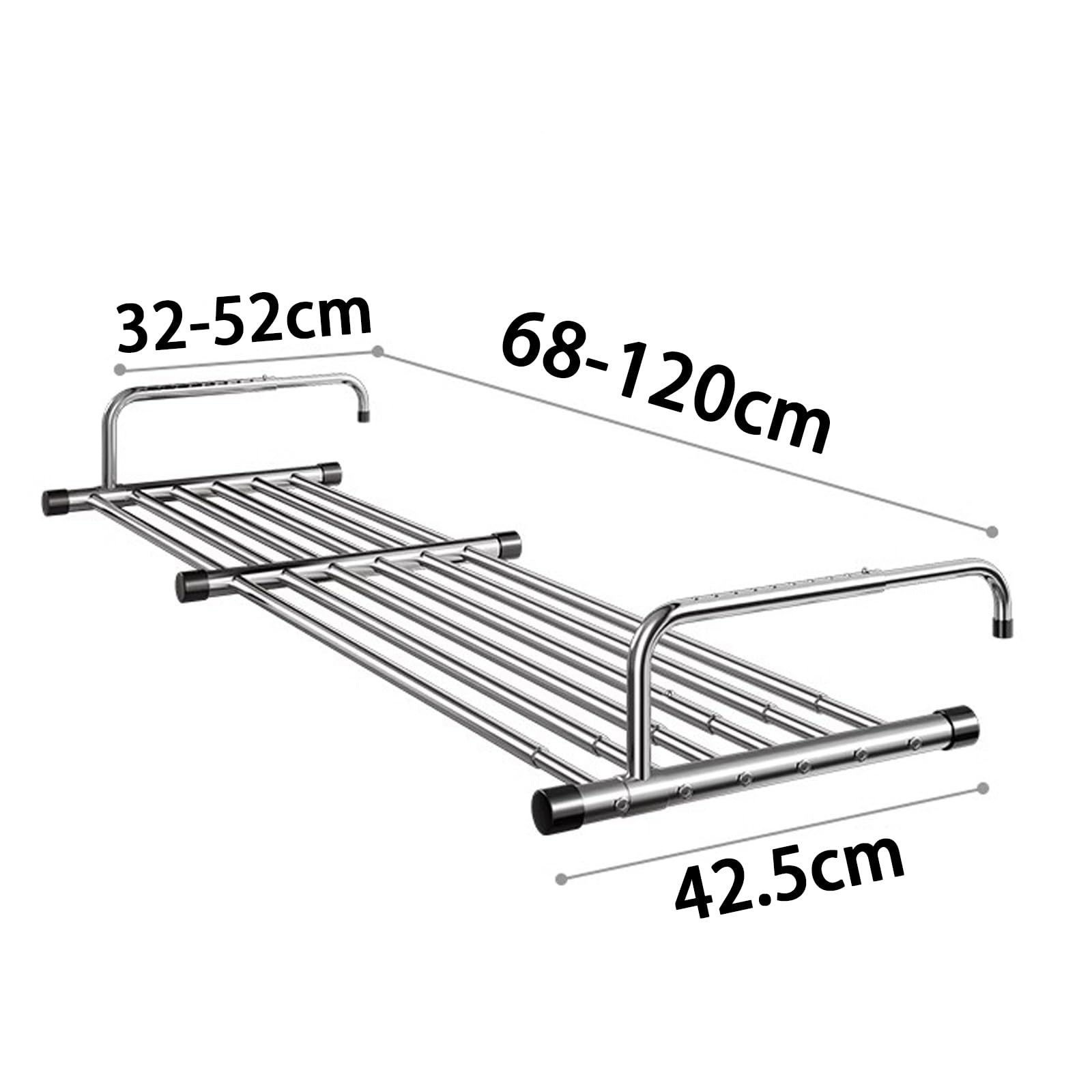 Verstellbarer Wäscheständer aus Edelstahl für den Innenbereich, geeignet für Heizkörper, Balkone und Treppen; Faltbarer Ständer, eine platzsparende Wäschelösung.