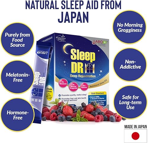 Miniatura 8 de LABO Nutrition Sleep DR (rejuvenecimiento profundo) con GABA natural, L-teanina, glicina, sin melatonina, ayuda nutricional para dormir